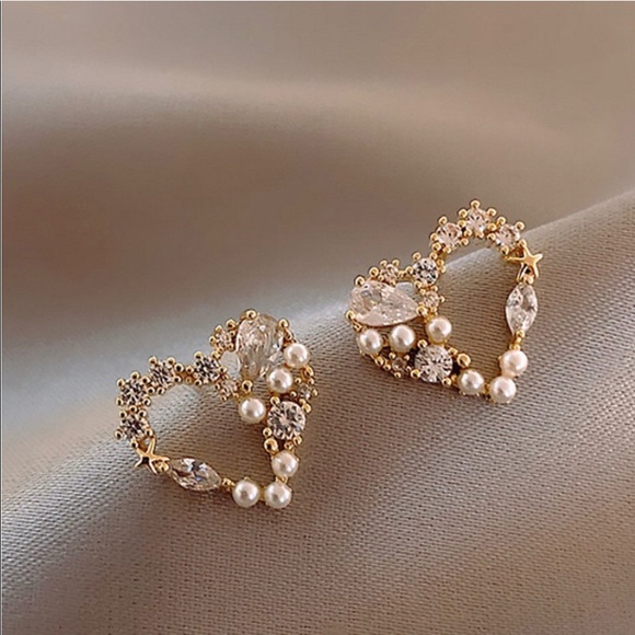 Jewelry - 2021 Trendy Heart Pearl Rhinestone Earrings